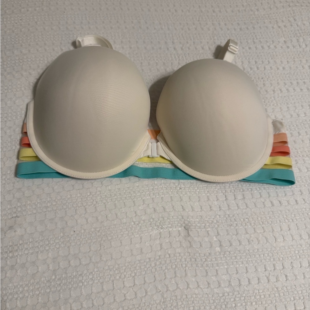 Victoria's Secret White Bra with Rainbow Stripes